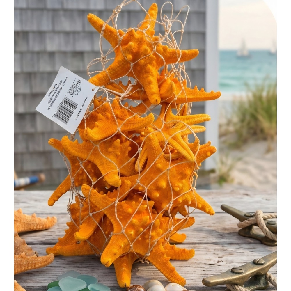 Essential Decor & Beyond Bag of Orange Starfish Coastal Nautical Decor Real